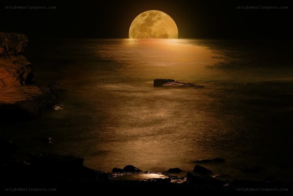 Full moon over the ocean