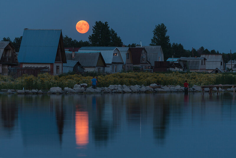 Full Moon over Village