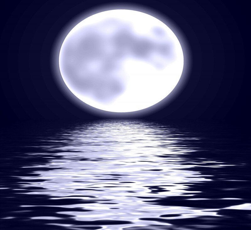 Full moon over water