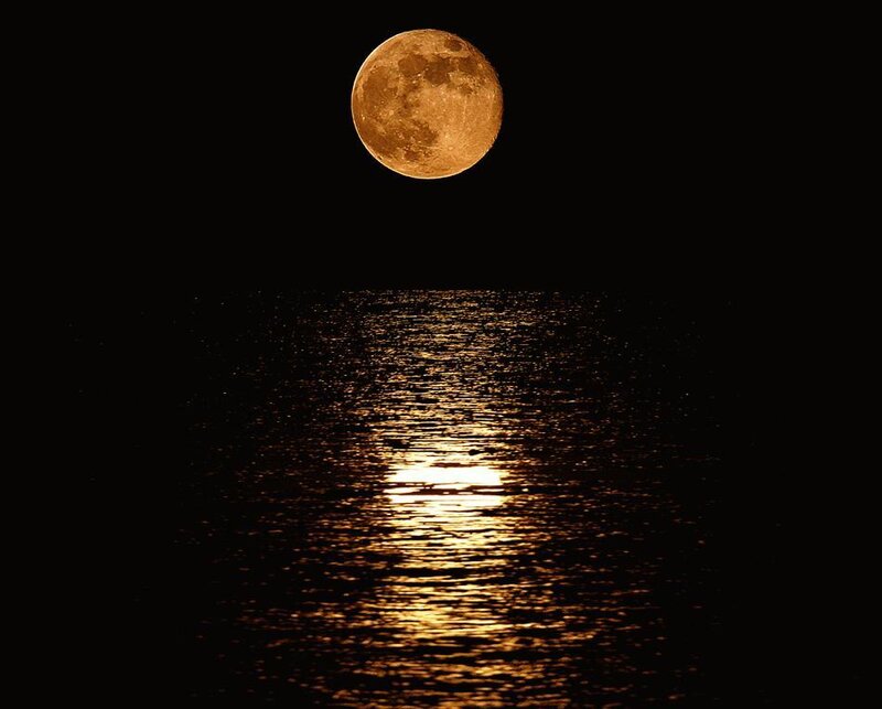 Full moon over water