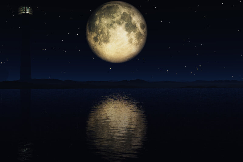 Full Moon over Water — Black