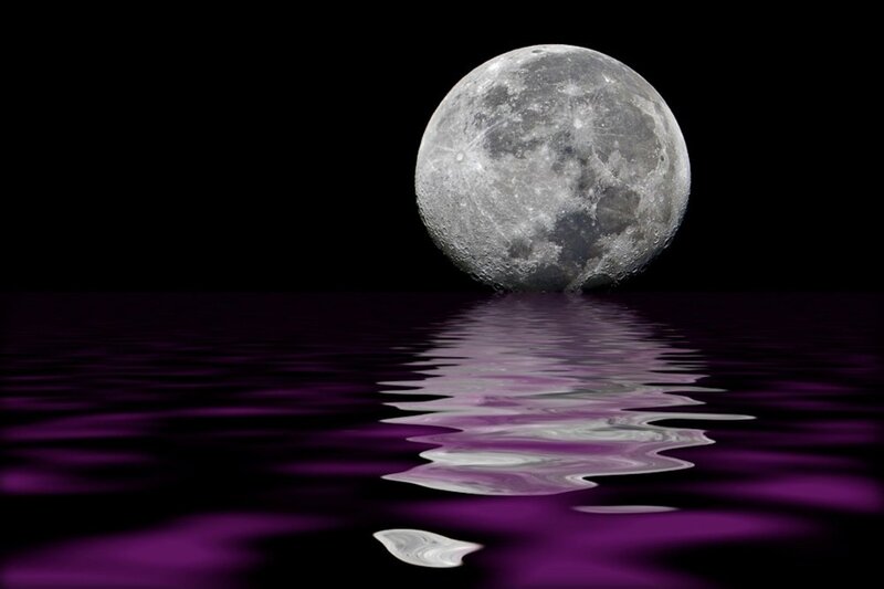 Full Moon over Water — Purple, Serene