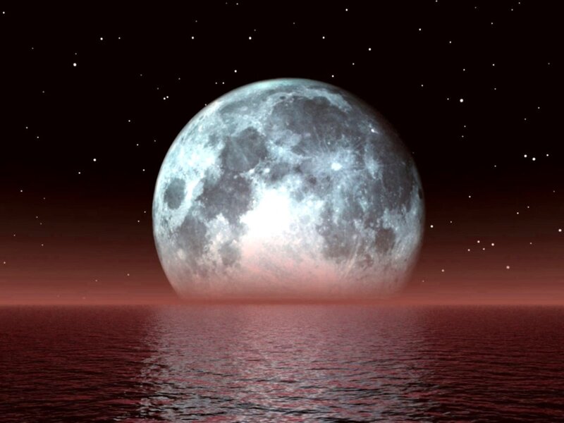 Full Moon over Water — Red