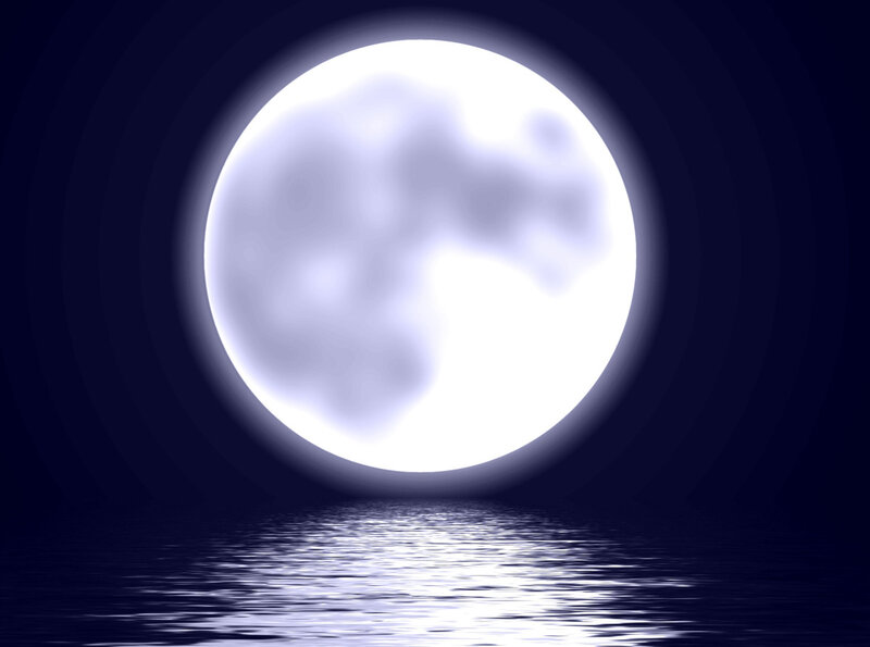 Full Moon over Water — White