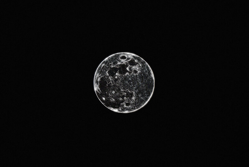 Full Moon Surface — Black, Dramatic, Night, Digital Art