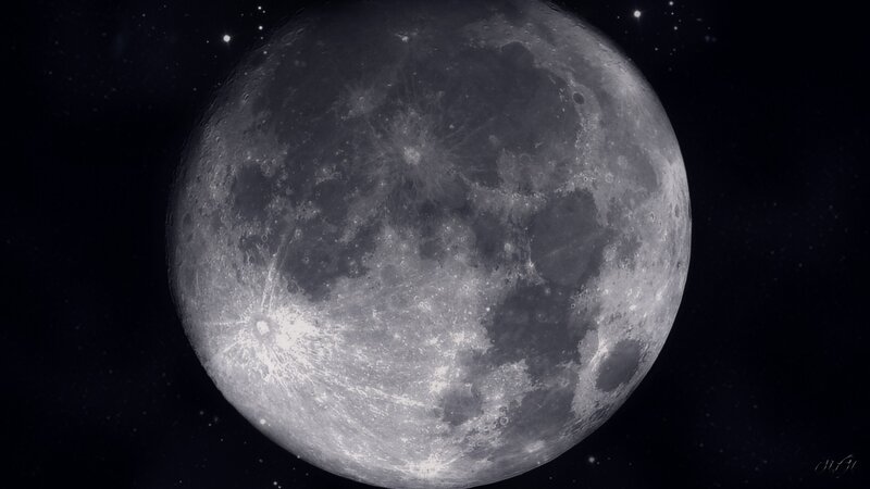 Full Moon Surface — Gray, Dramatic, Night, Photograph, Stars