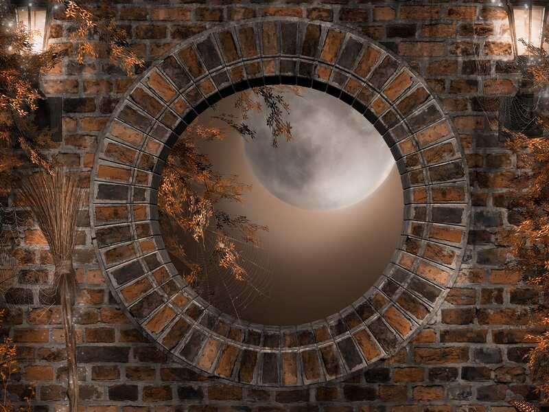 Full Moon Through Arch