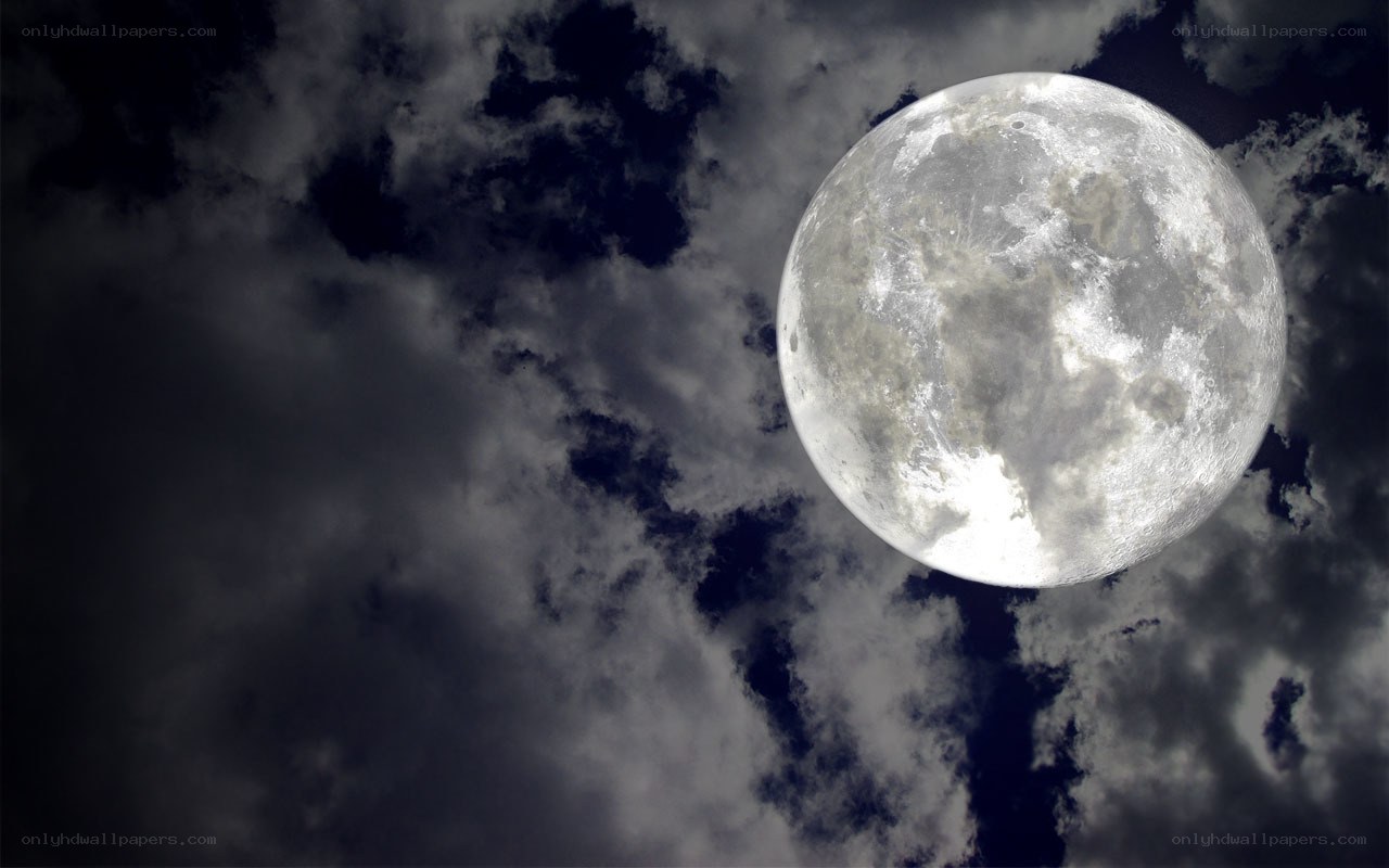 Full moon through clouds