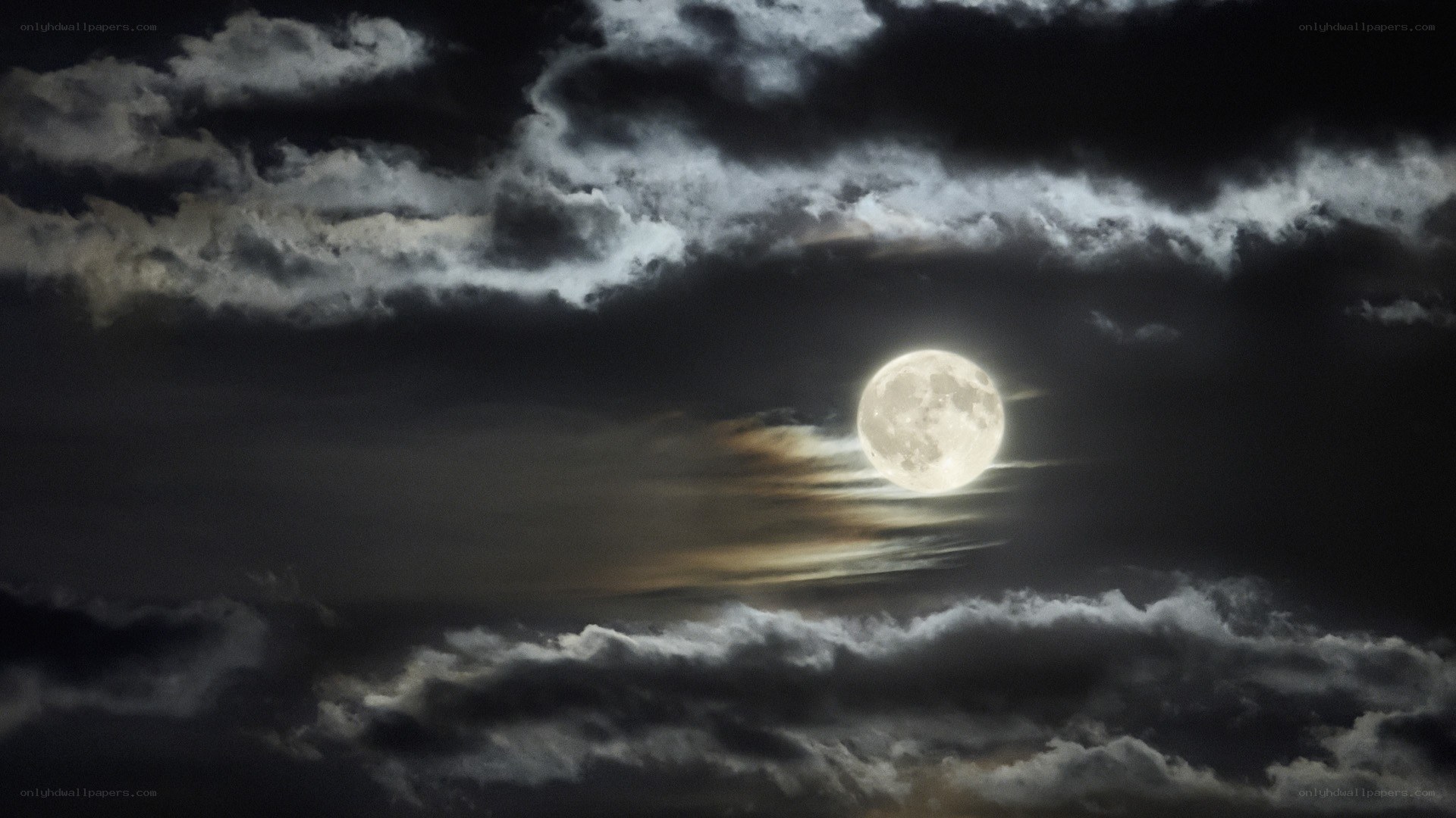 Full moon through clouds