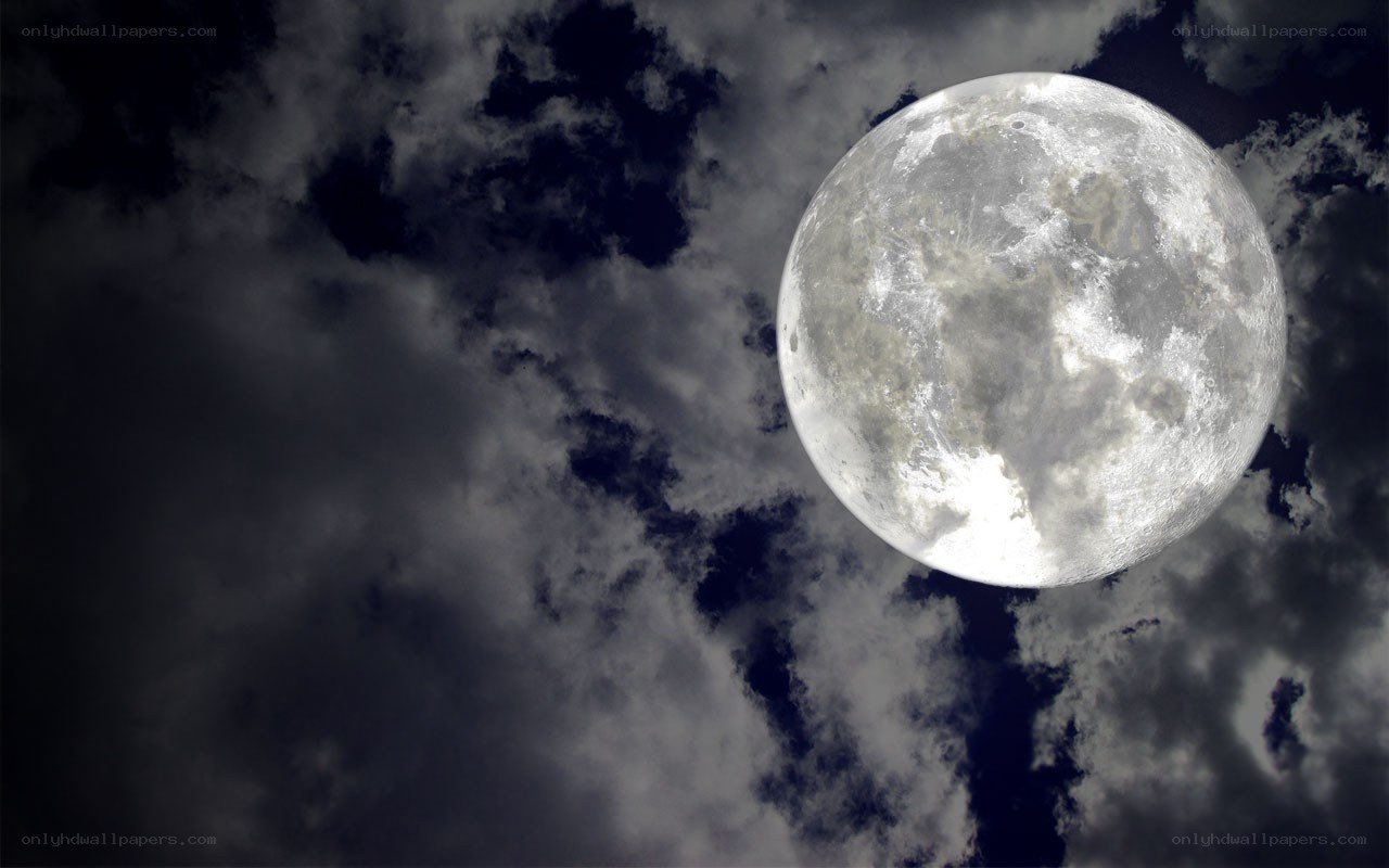 Full moon through clouds