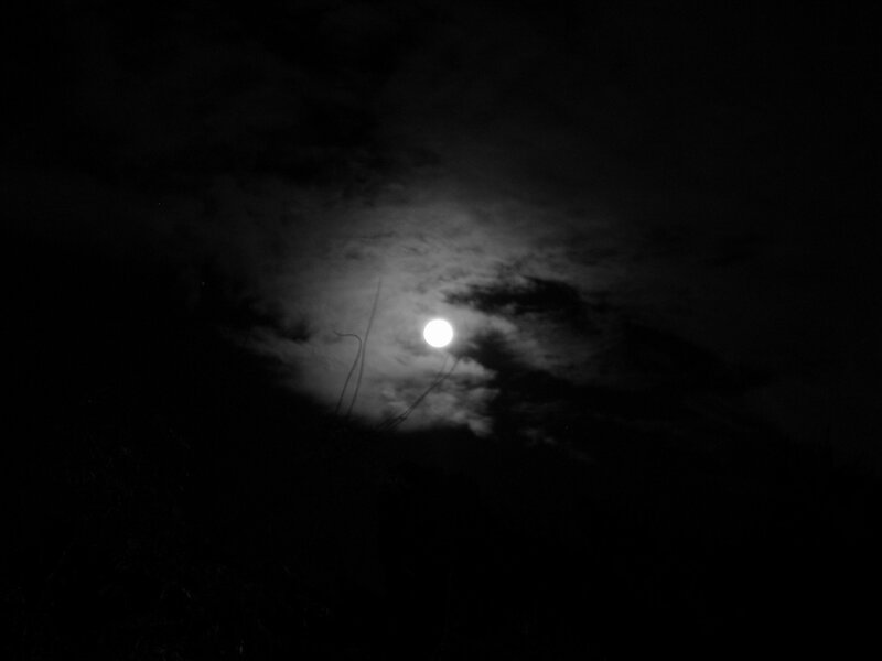 Full Moon Through Clouds — Black, Dark