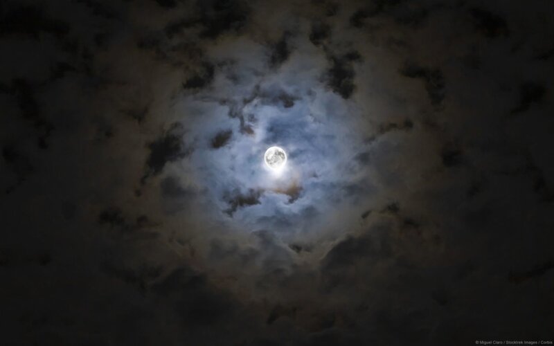 Full Moon Through Clouds — Gray