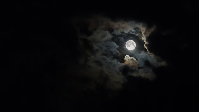 Full Moon Through Clouds — Night