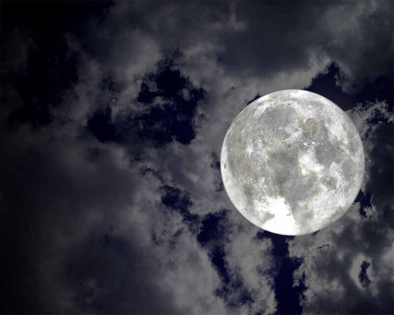 Full moon through clouds