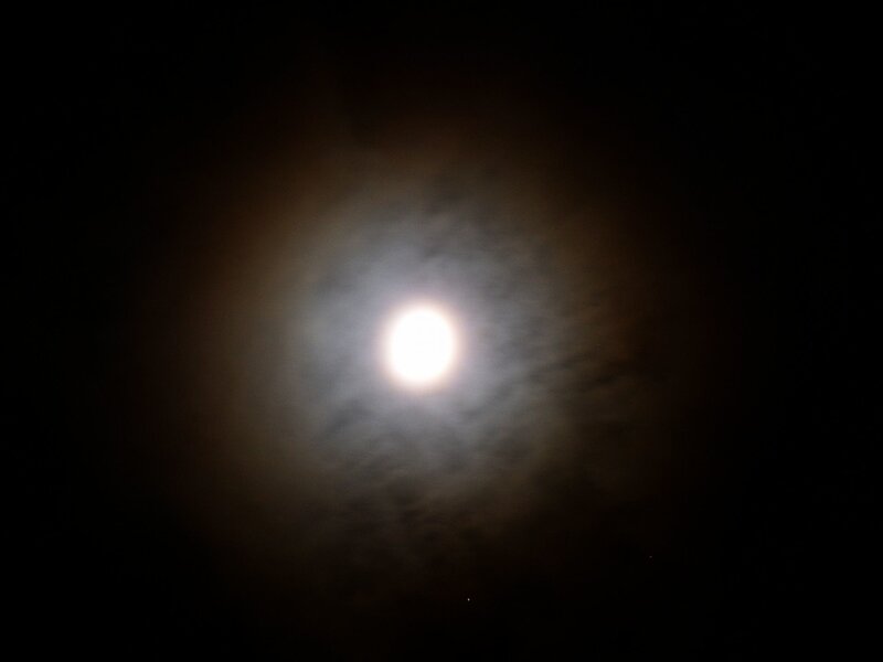 Full Moon Through Clouds — White