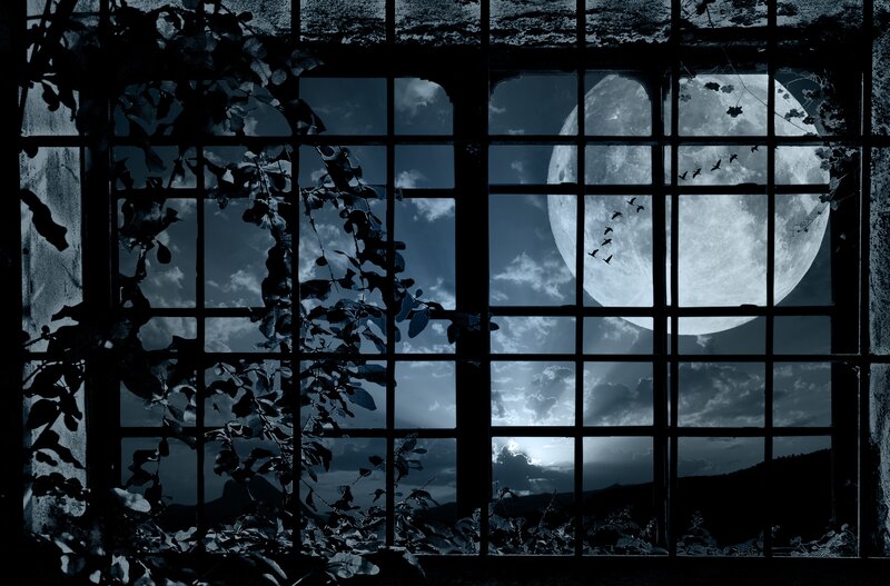 Full Moon Through Window — Blue
