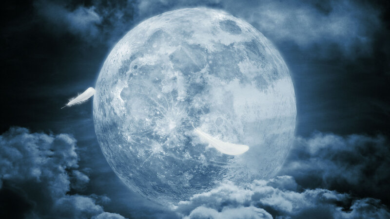 Full moon with feathers