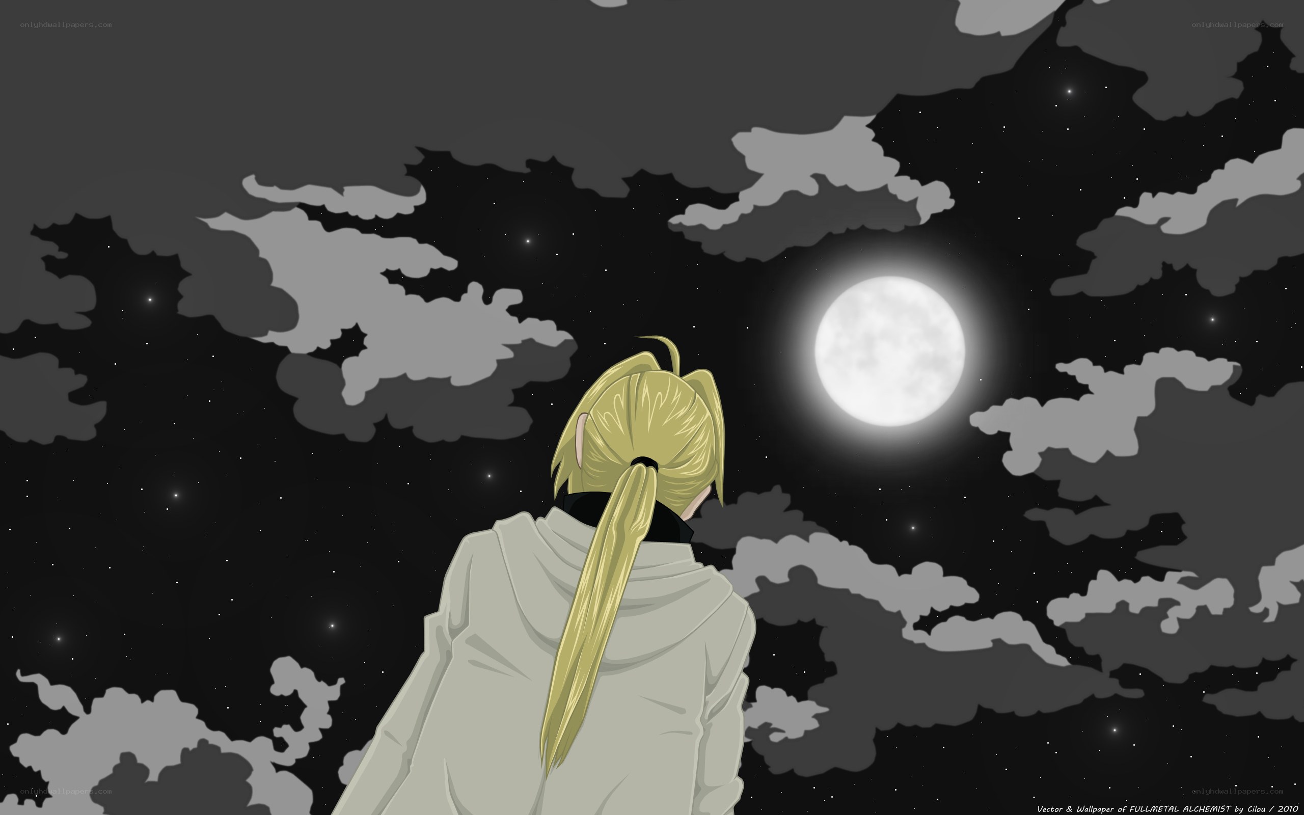 Fullmetal Alchemist character under moonlight