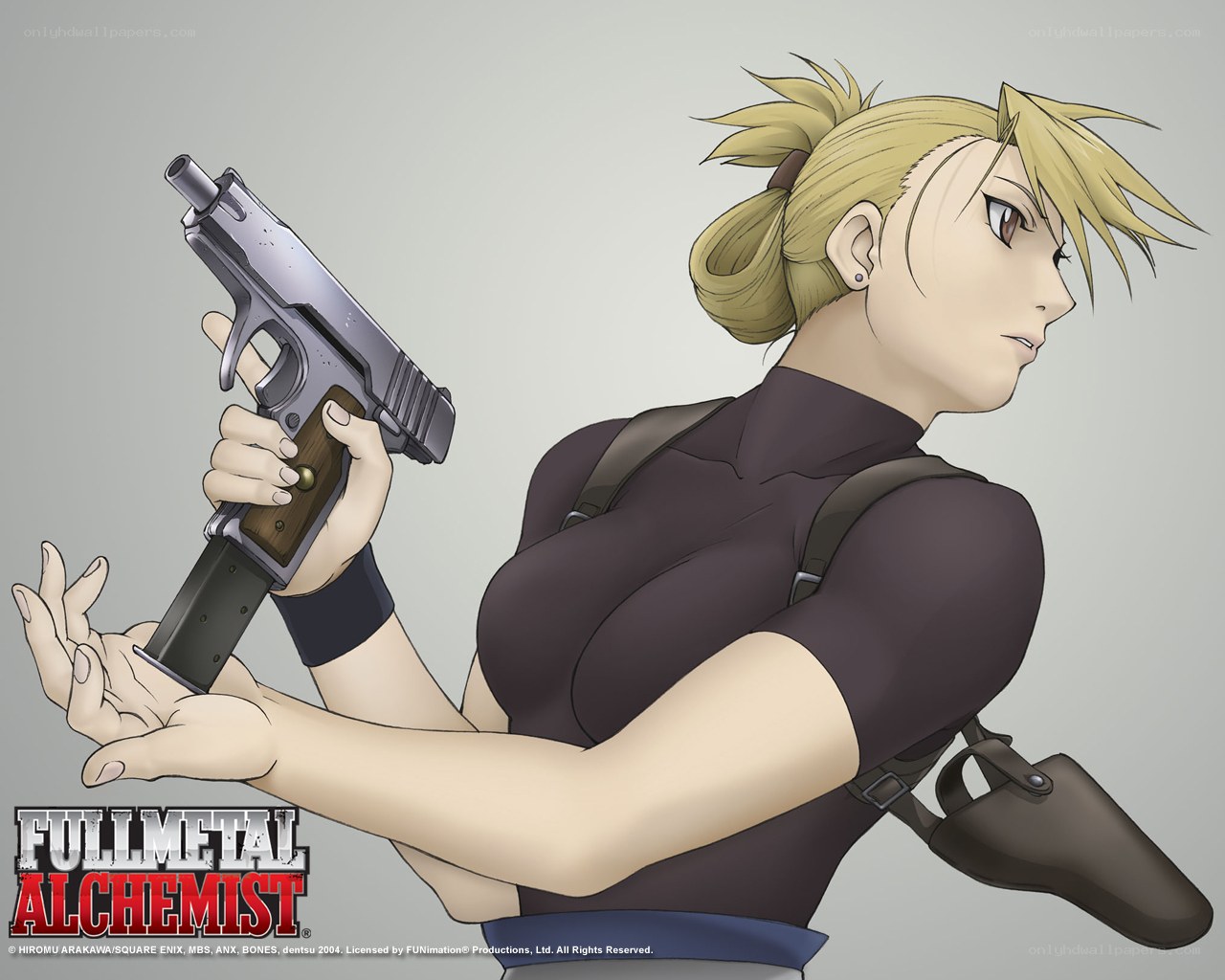 Fullmetal Alchemist character with gun
