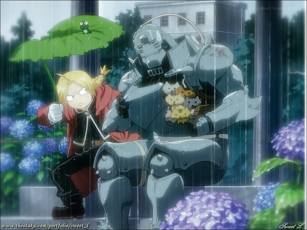 Fullmetal Alchemist characters in rain
