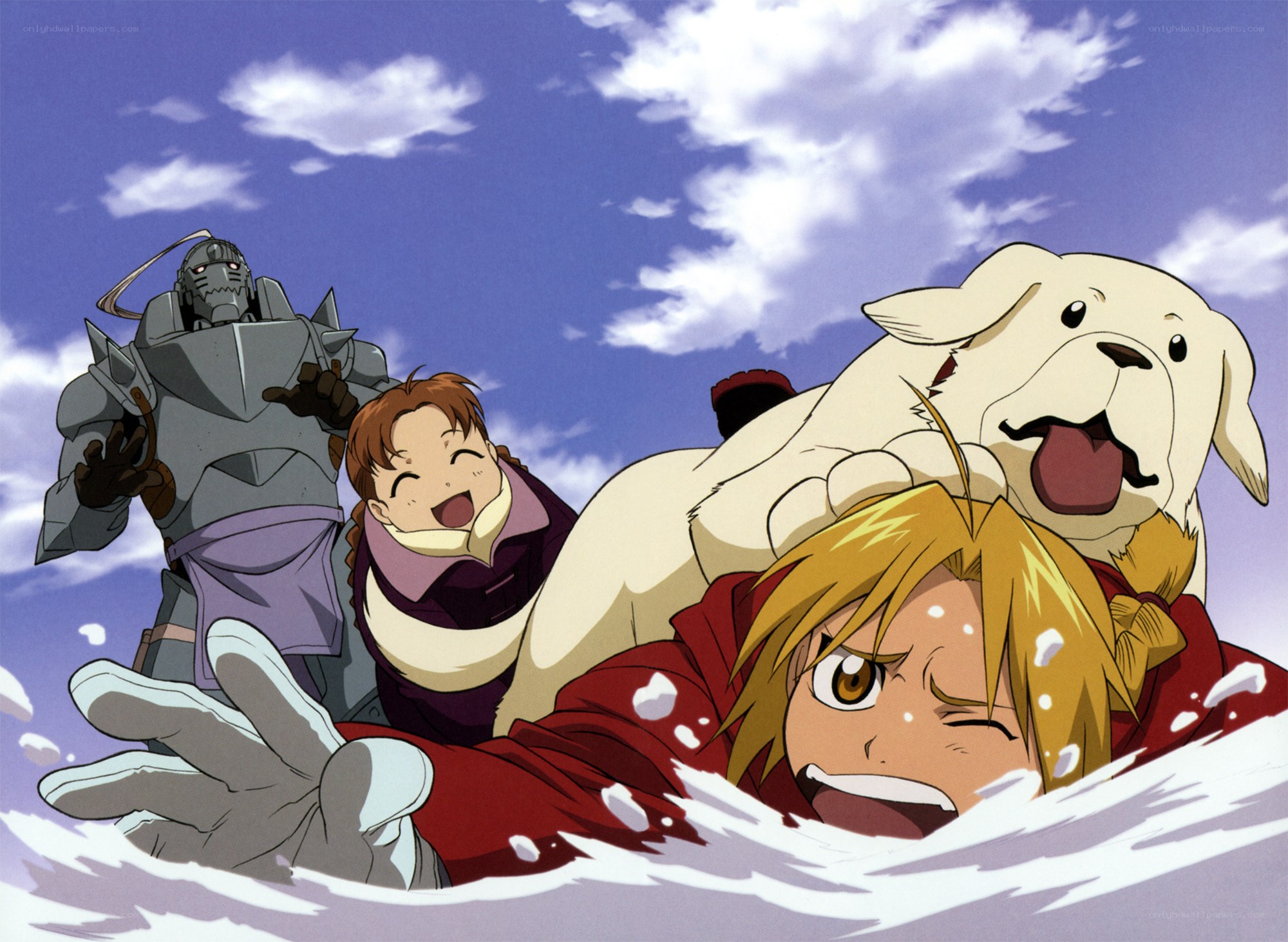 Fullmetal Alchemist characters in snow