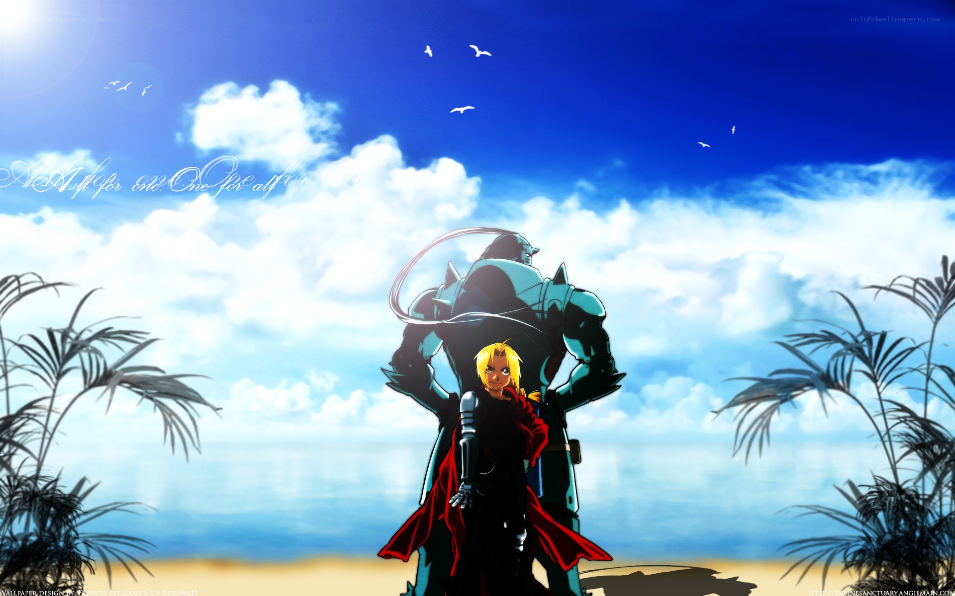 Fullmetal Alchemist characters on beach
