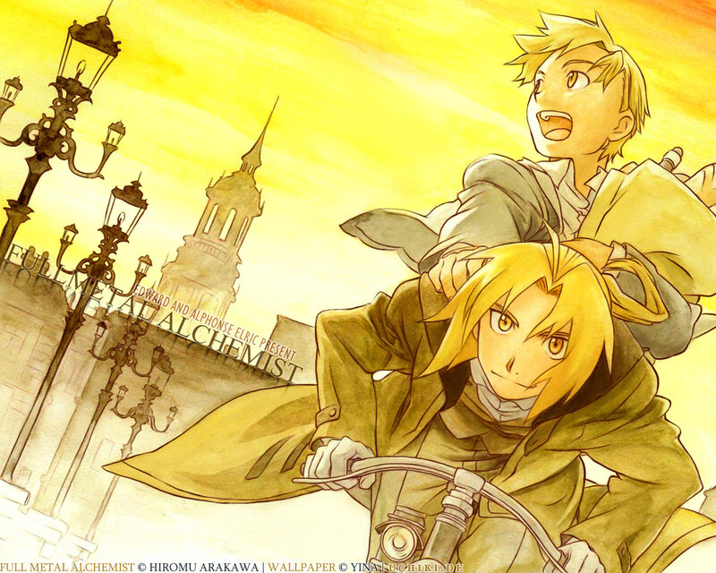 Fullmetal Alchemist characters on bike