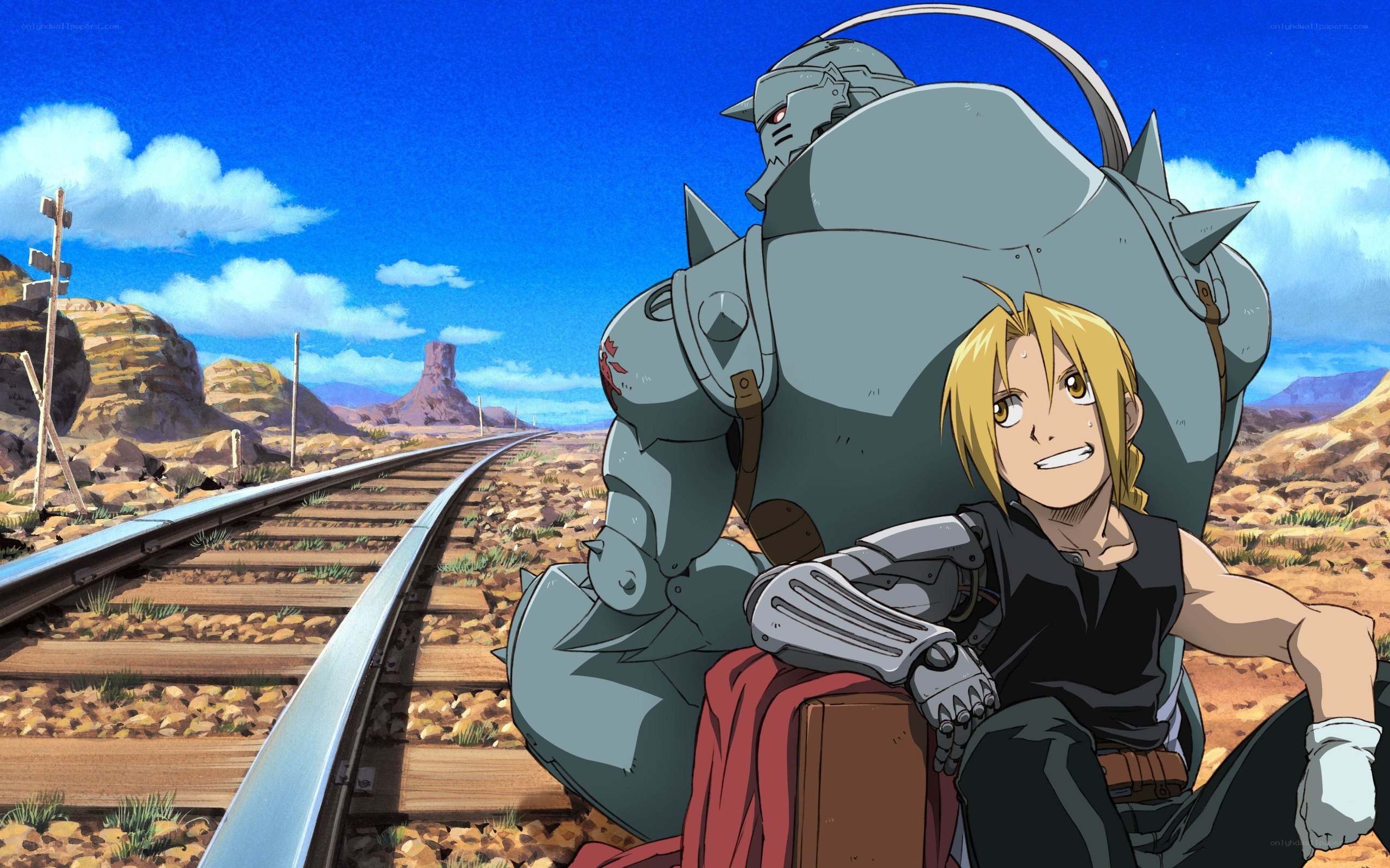 Fullmetal Alchemist characters on train tracks