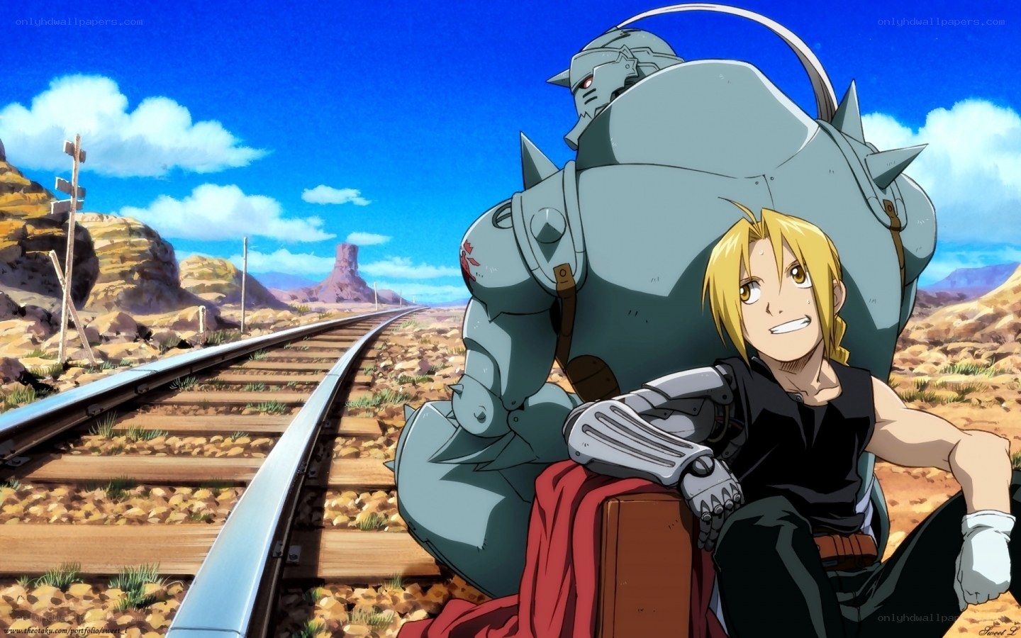 Fullmetal Alchemist characters on train tracks