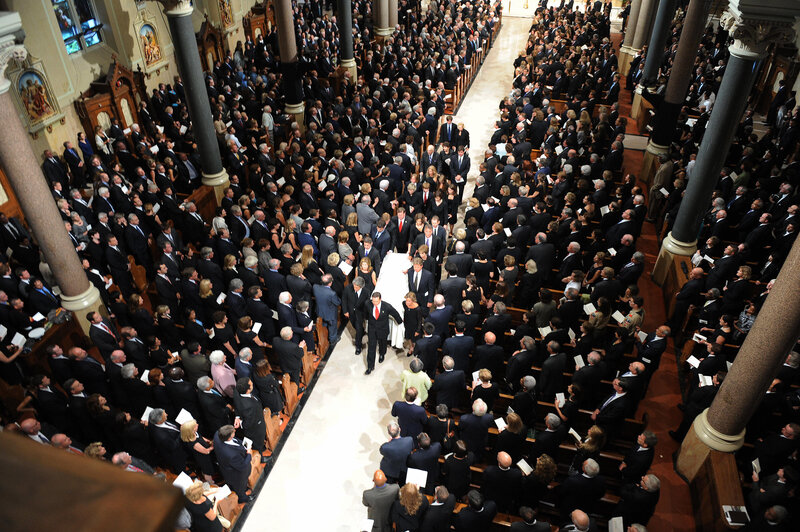 Funeral procession in a church