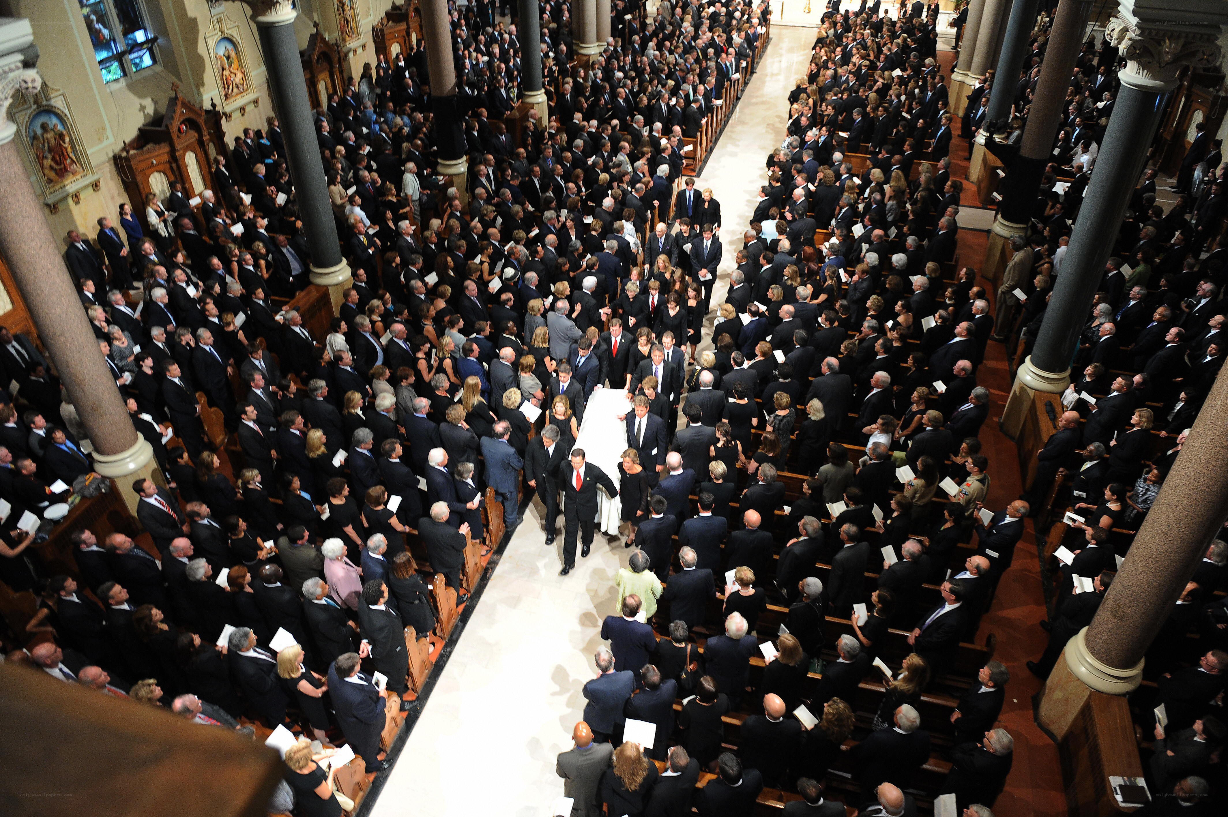 Funeral procession in a church