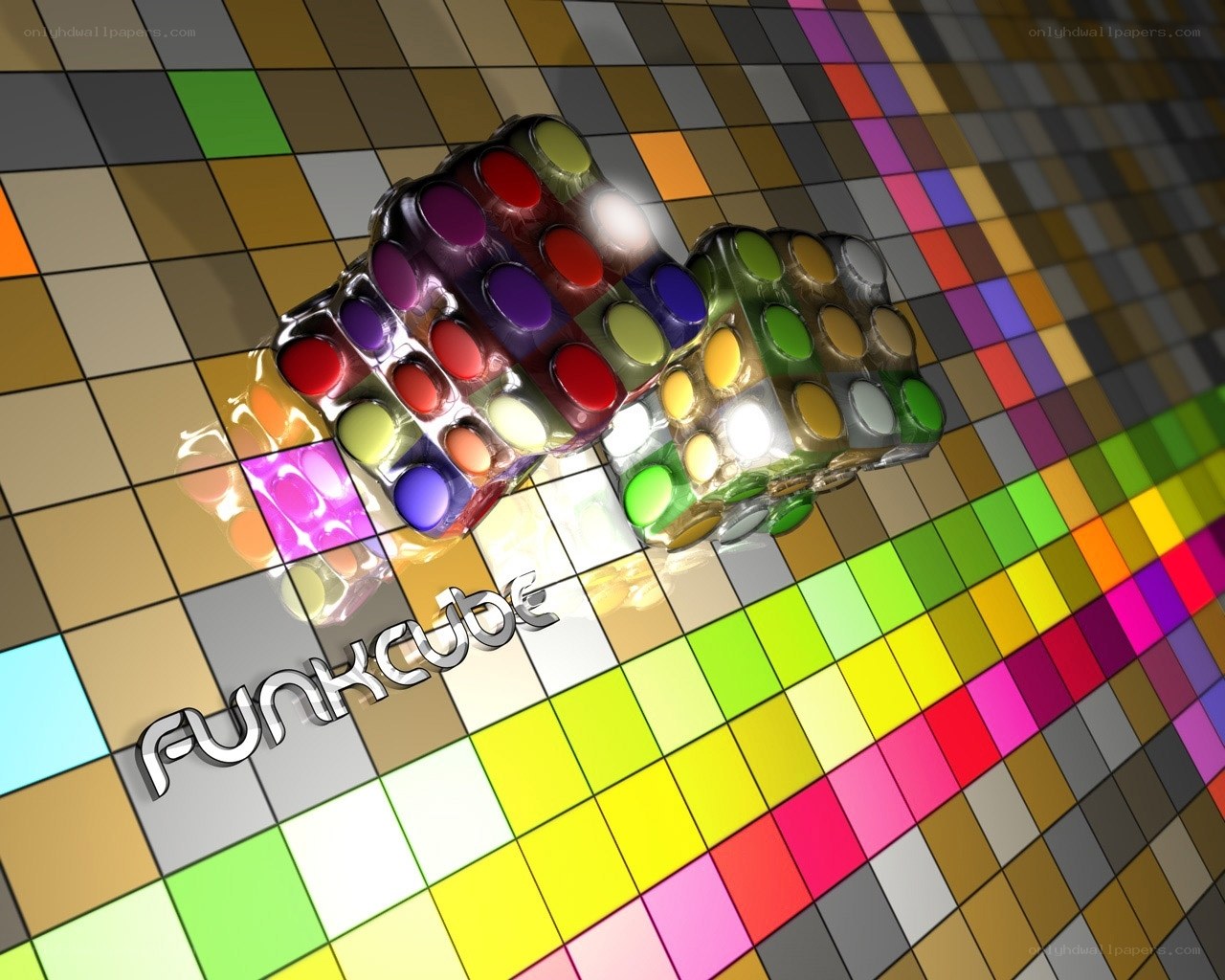 Funkcube logo on colorful grid