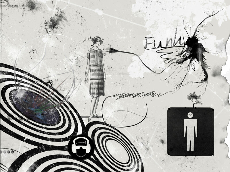 funky collage art with vintage woman