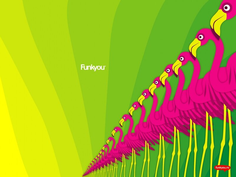 Funky flamingo wallpaper
