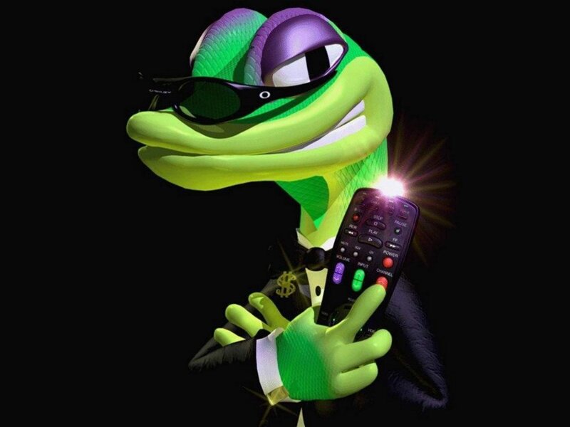 funky green lizard with remote