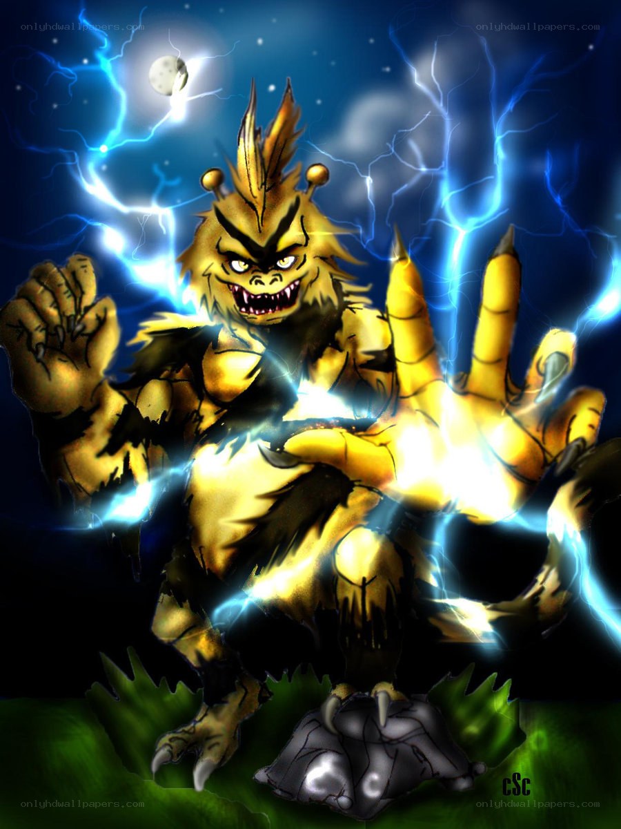 furious monster with lightning