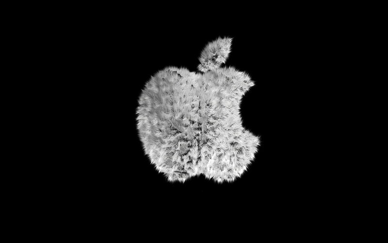 Furry Apple Logo — Black, Minimalist
