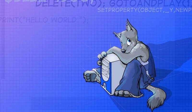 furry character with computer