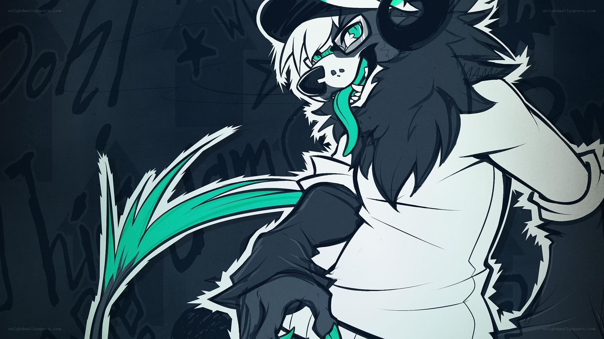 furry character with green accents