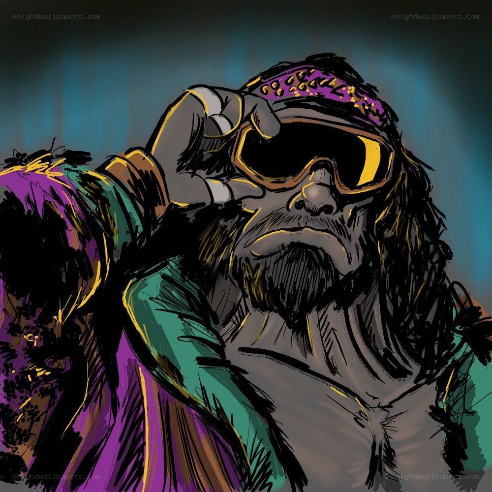 furry character with sunglasses