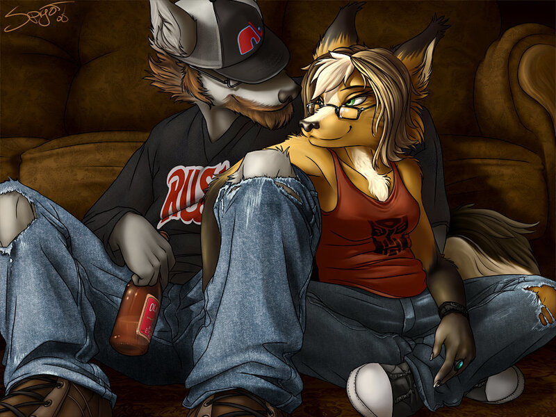 Furry couple on a couch