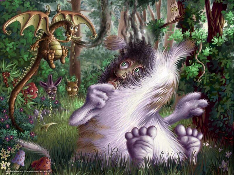 Furry Creature in Forest — Green