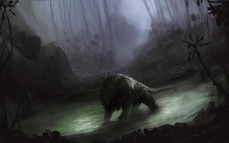 Furry Creature in Water — Gray