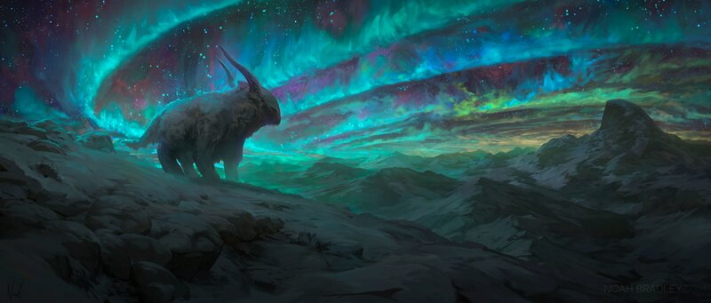 Furry Creature on Mountain — Teal