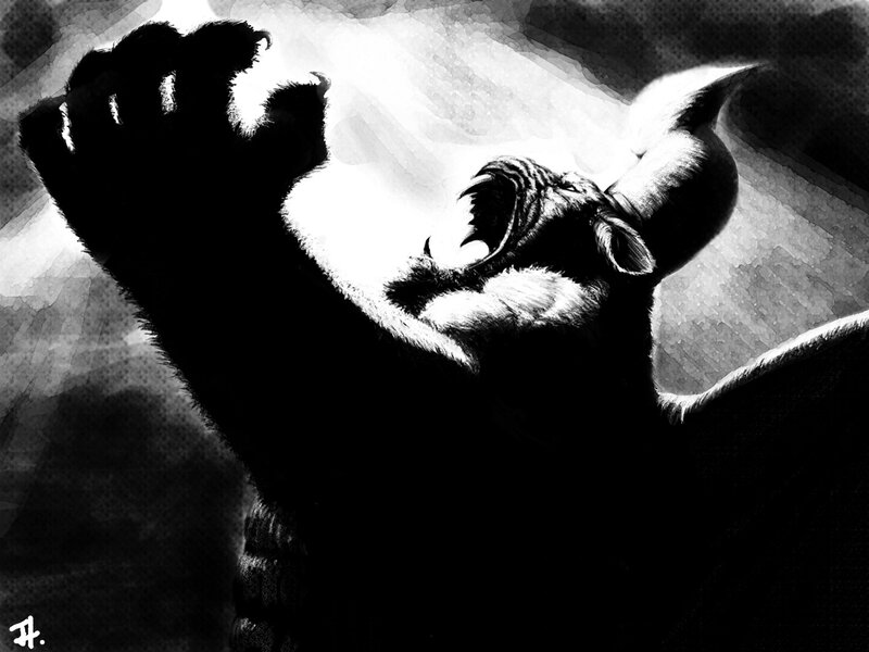 Furry Creature Roaring — Black