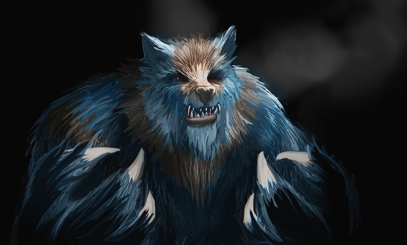 Furry Creature Snarling — Black