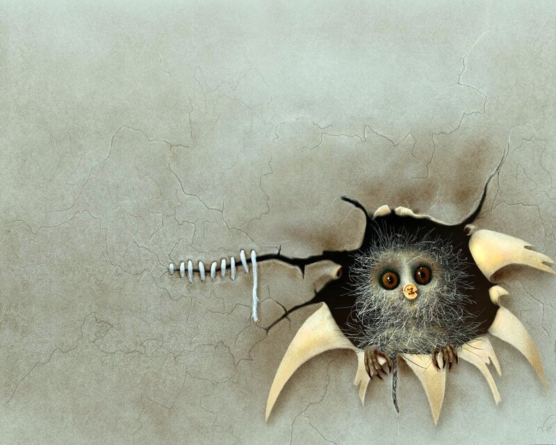 Furry Creature Through Hole