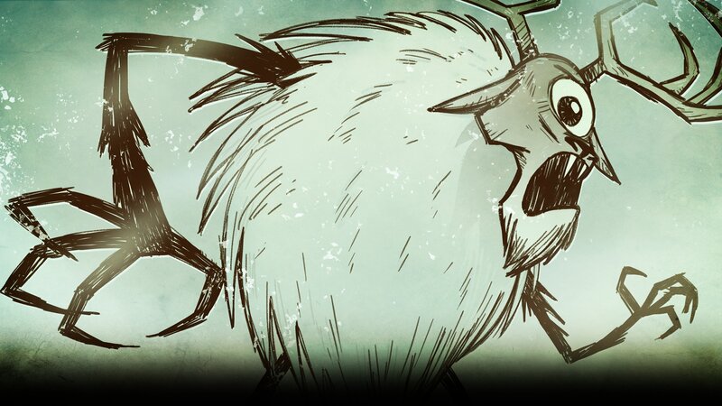 Furry Creature with Antlers — Green