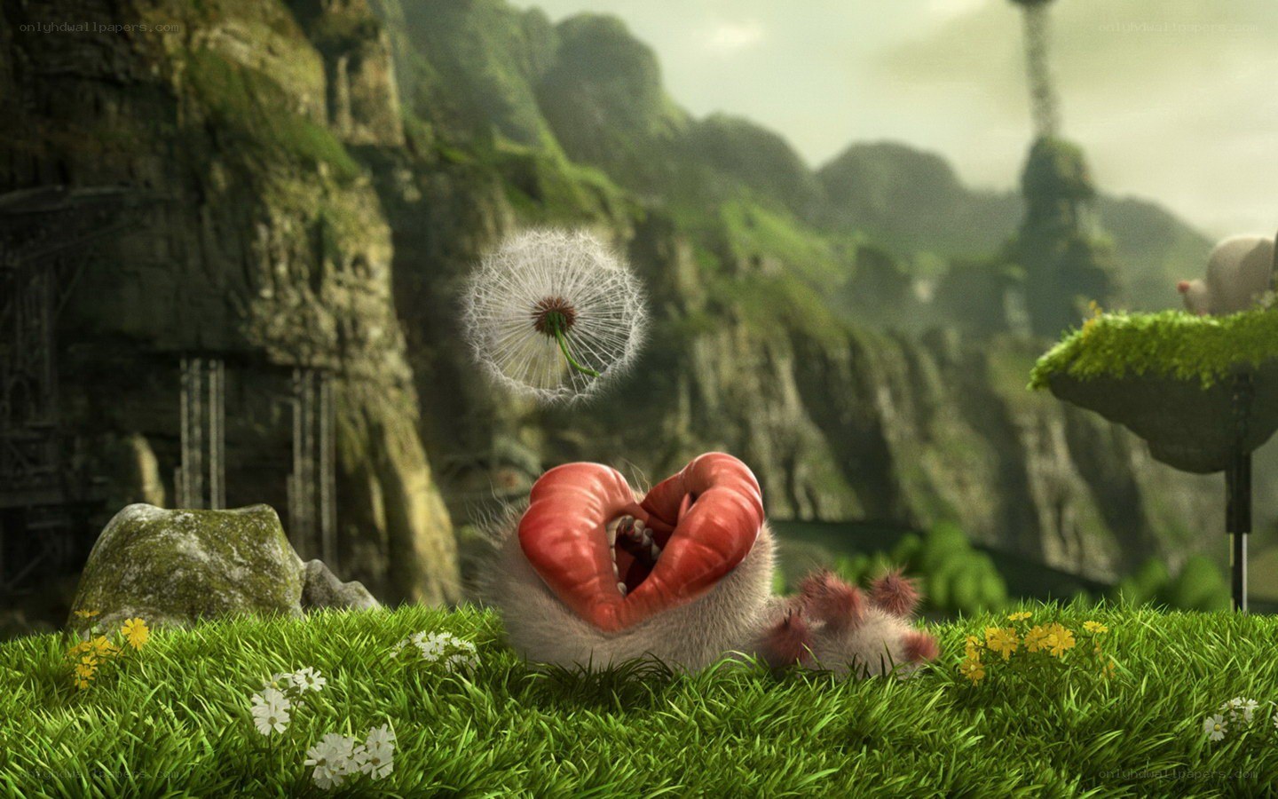 furry creature with dandelion