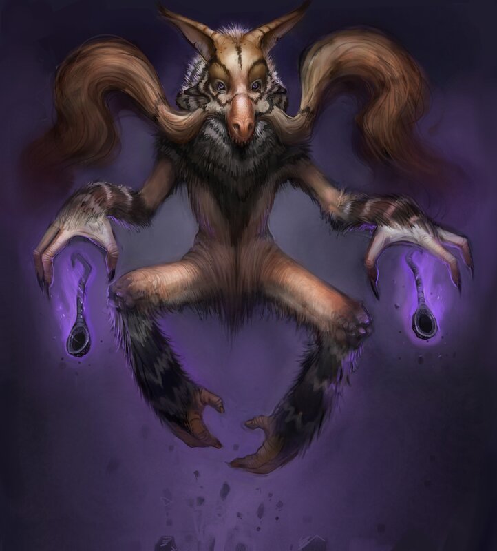 Furry Creature with Glowing Hands